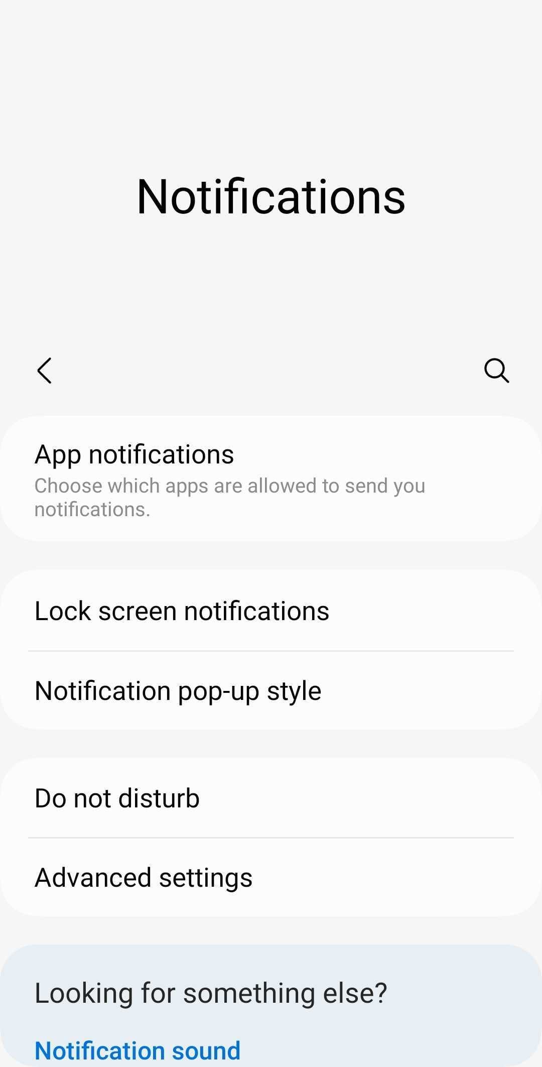 notifications settings interface