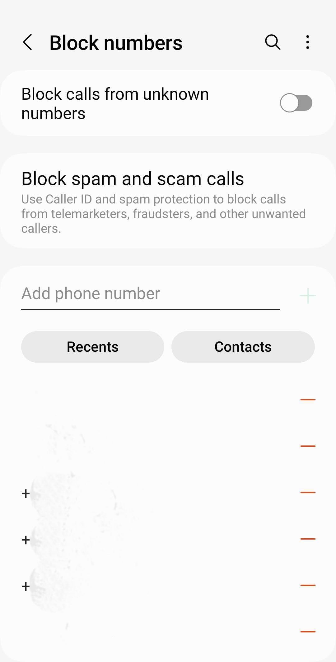 block numbers on the phone