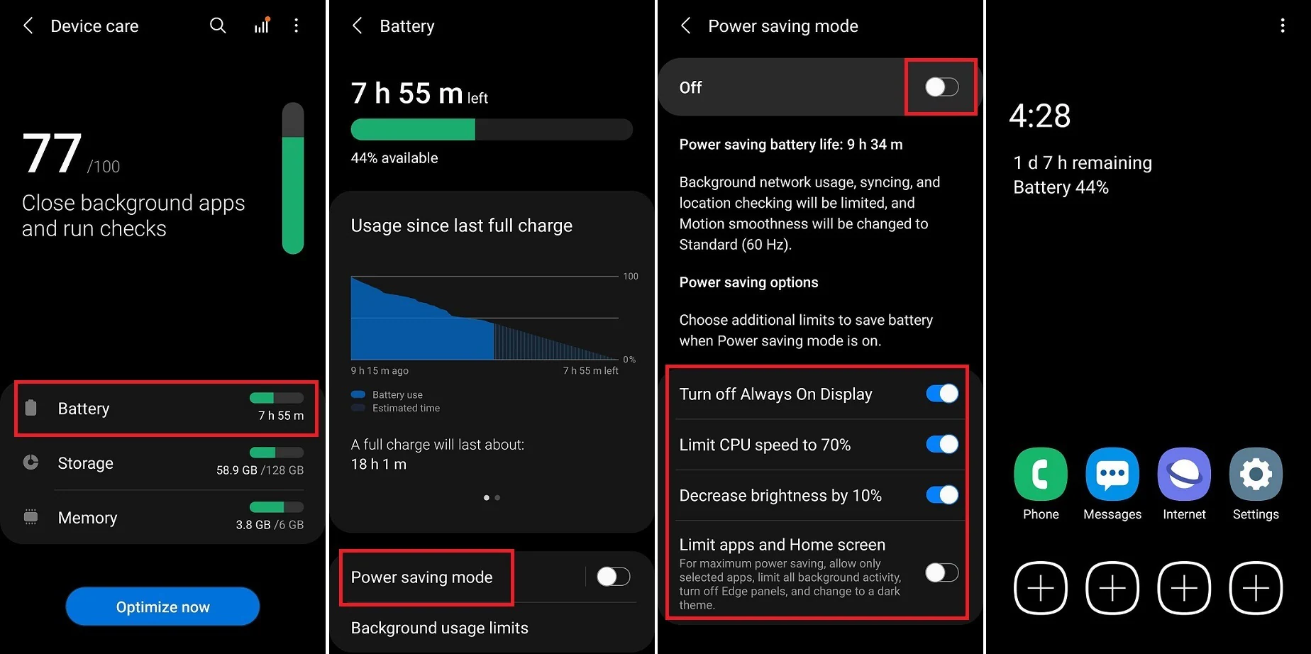 checking battery settings on android