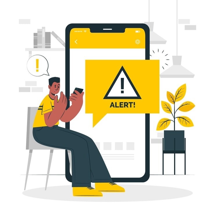 alert status problem on mobile device