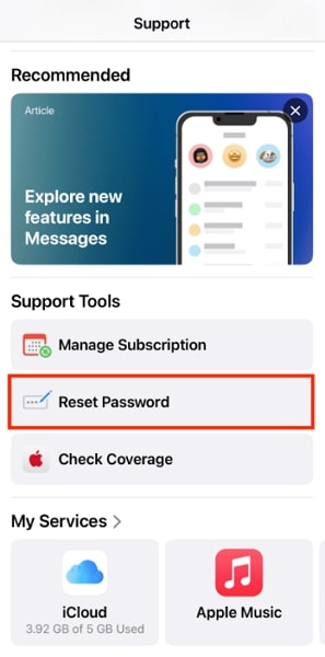 choose to reset the password