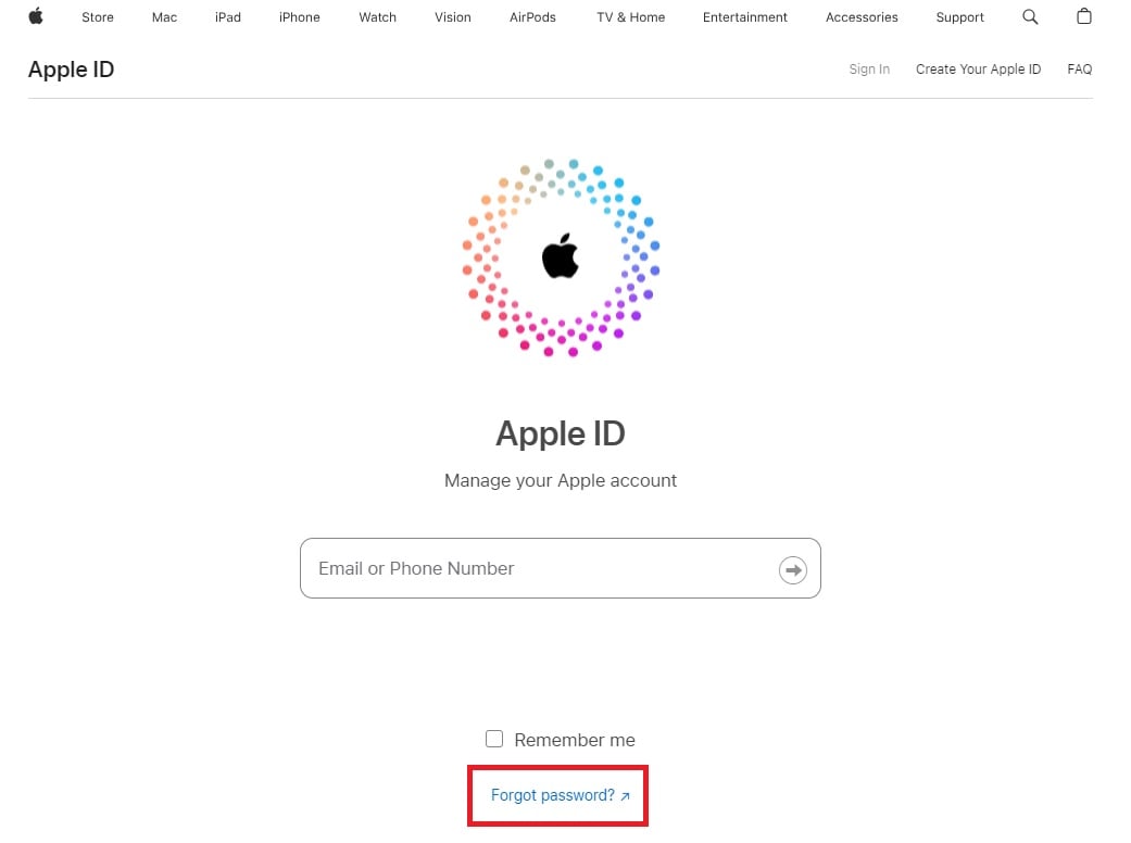 apple id account page main website