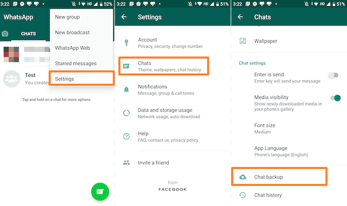 backup WhatsApp on google drive before you transfer WhatsApp account
