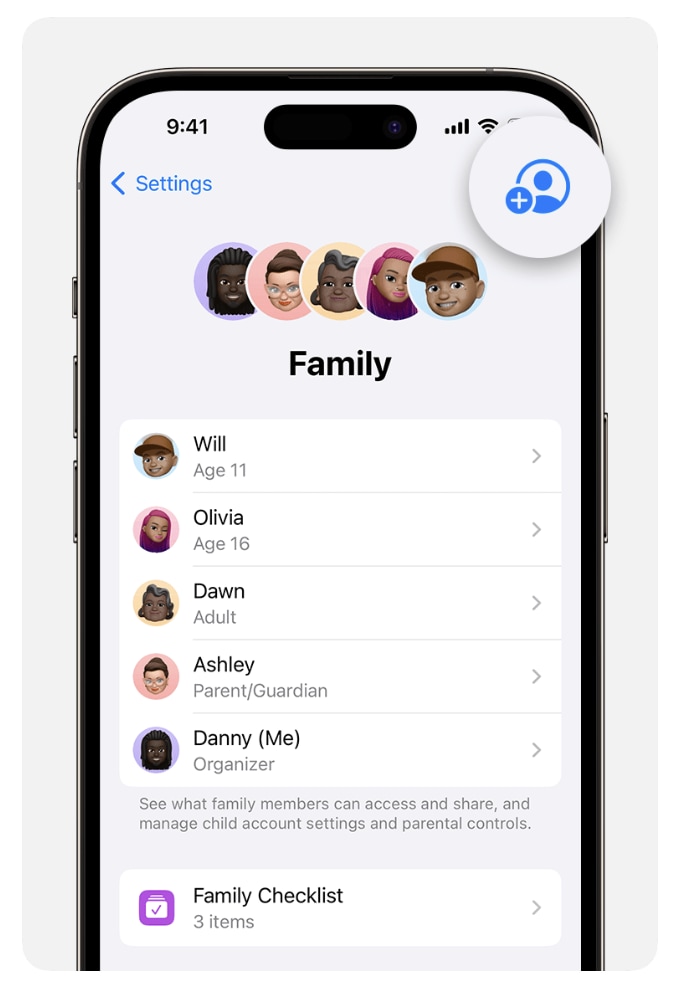 set up family sharing settings on iphone