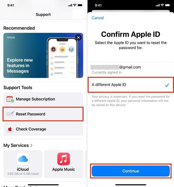 choose a different apple id
