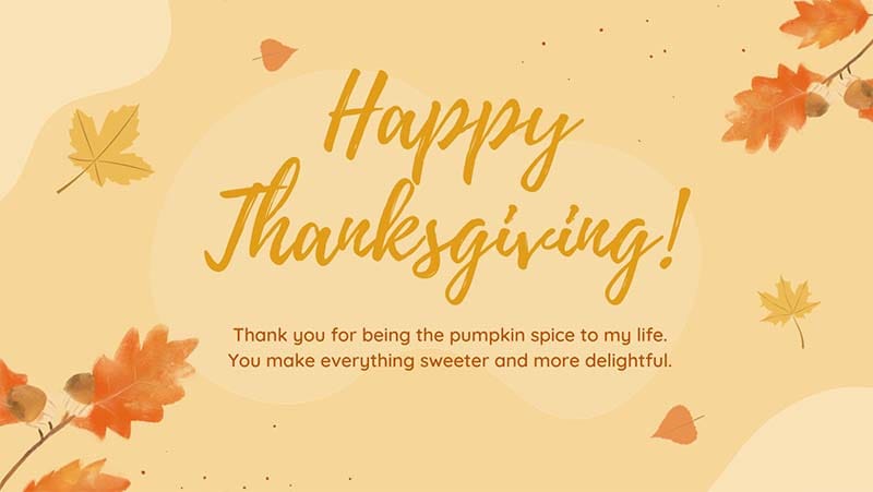 Sweet Thanksgiving card messages for your partner