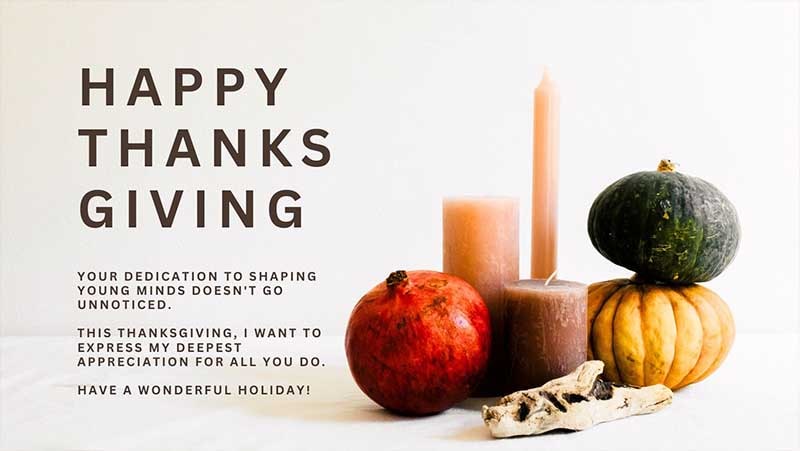 Gratitude Thanksgiving messages for teachers