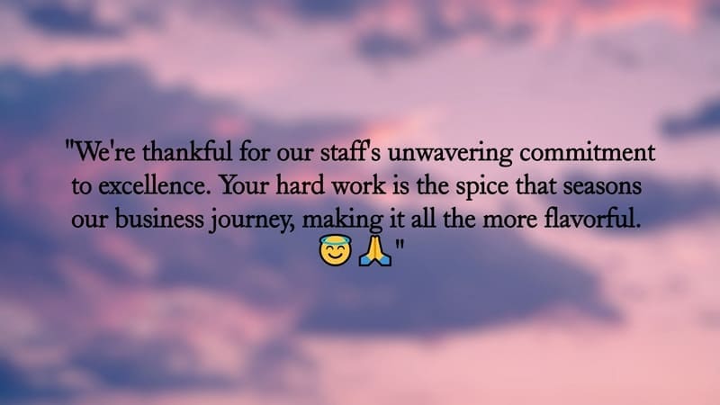 Compromiso de los empleados - mensaje de acción de gracias