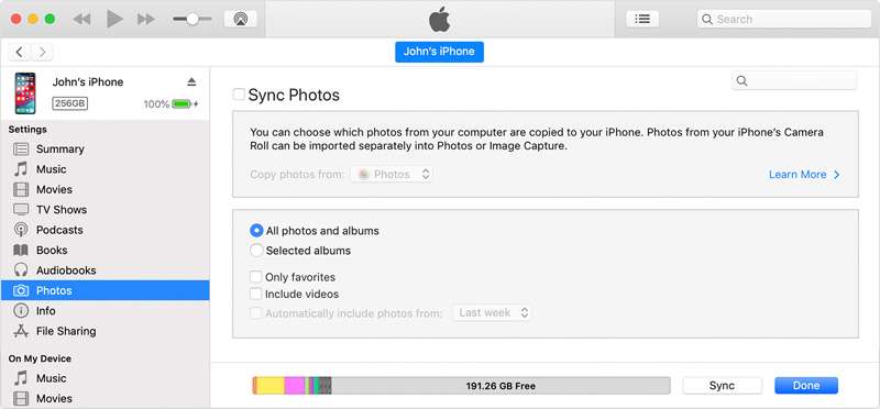 Transfer iPhone photos to Mac using iTunes.
