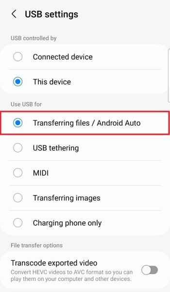 enable the transfer files feature