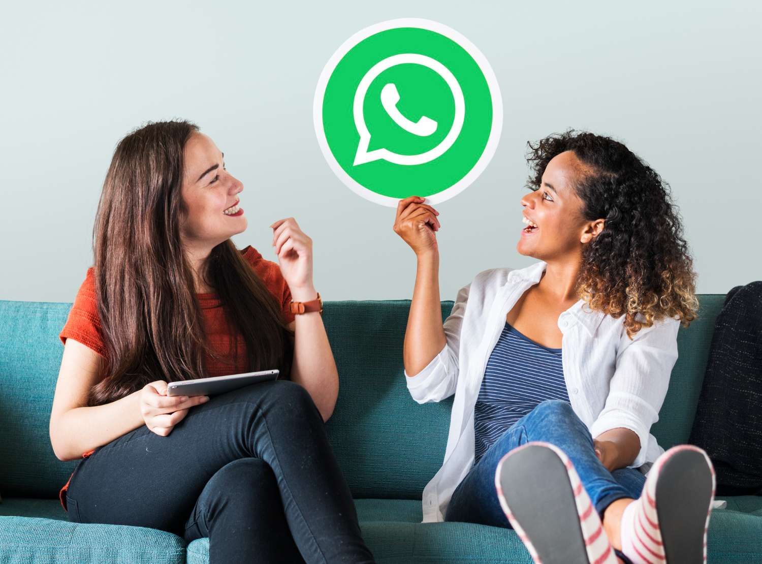 WhatsApp Logo and people talking