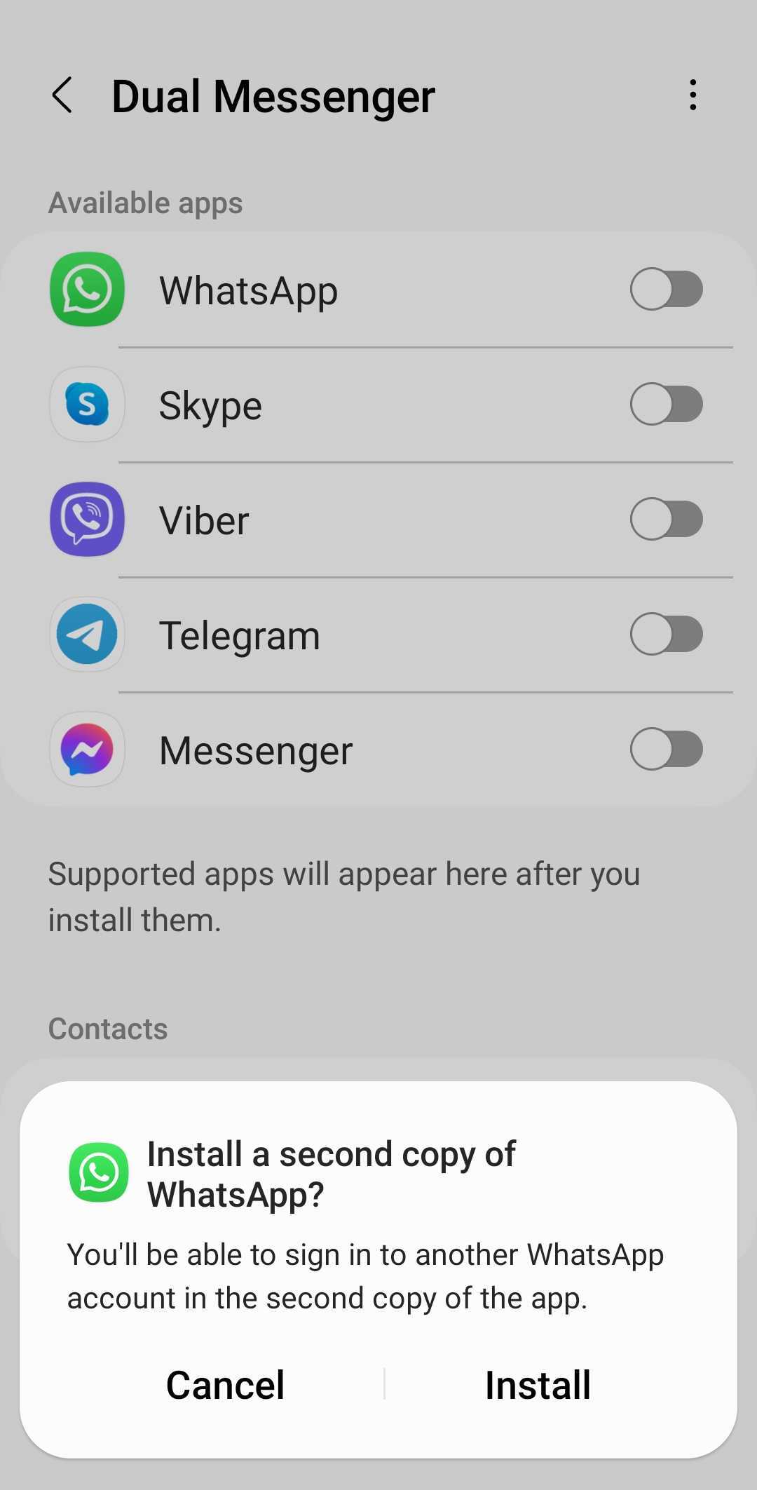 install a second copy of whatsapp