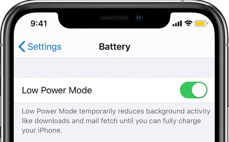 iphone low power mode turned on