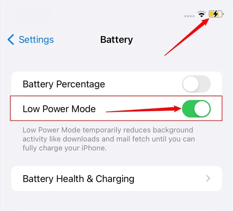 low power mode button and indicator