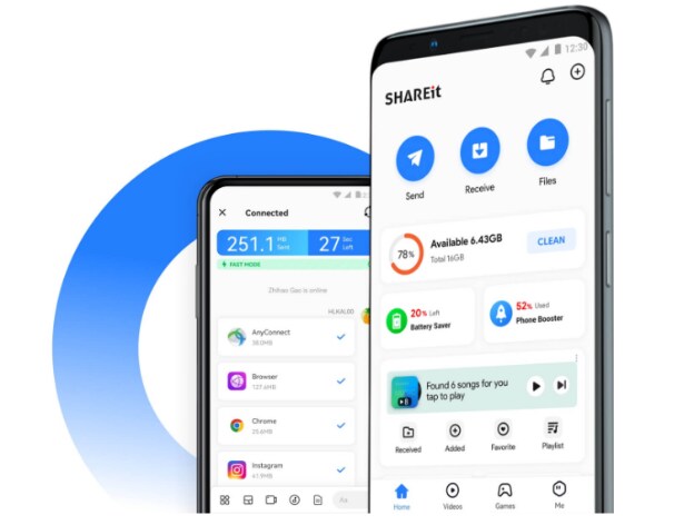 SHAREit working interface on Android