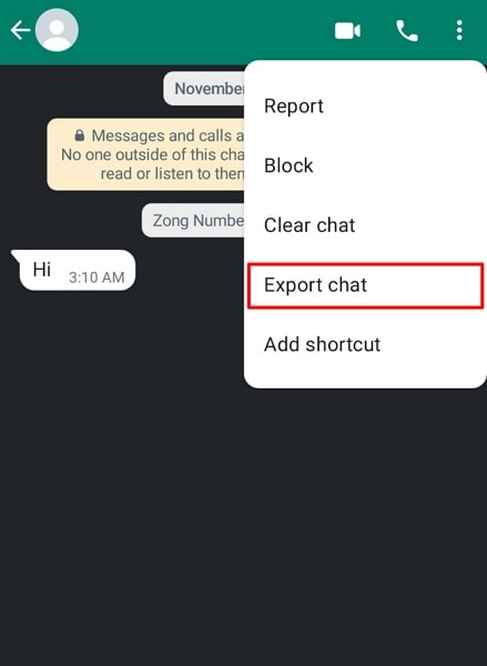 proceed to export chat