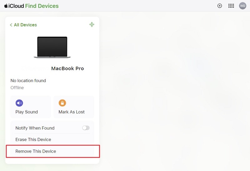 access find my and remove device