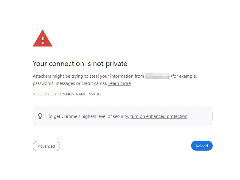 Your connection is not private error on Android.