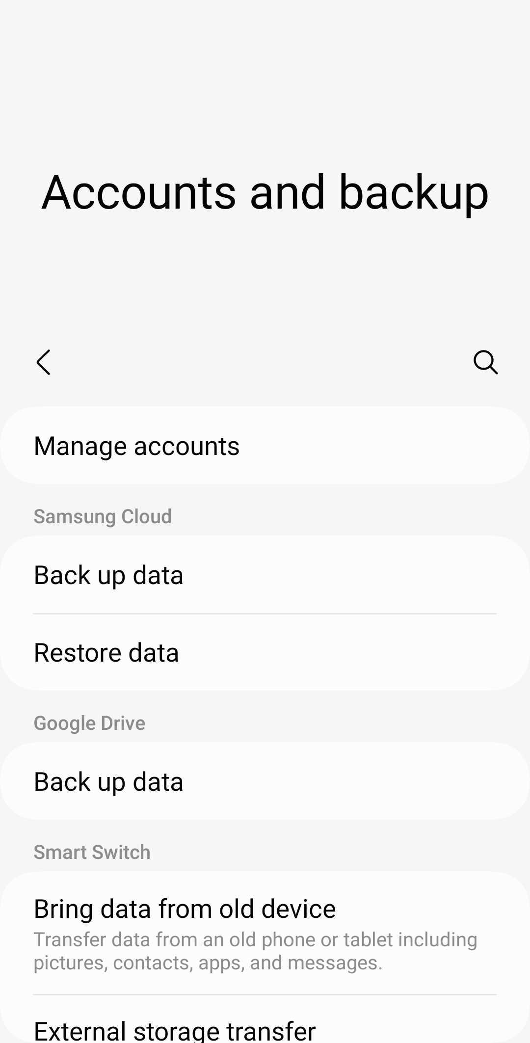samsung bring data from old device