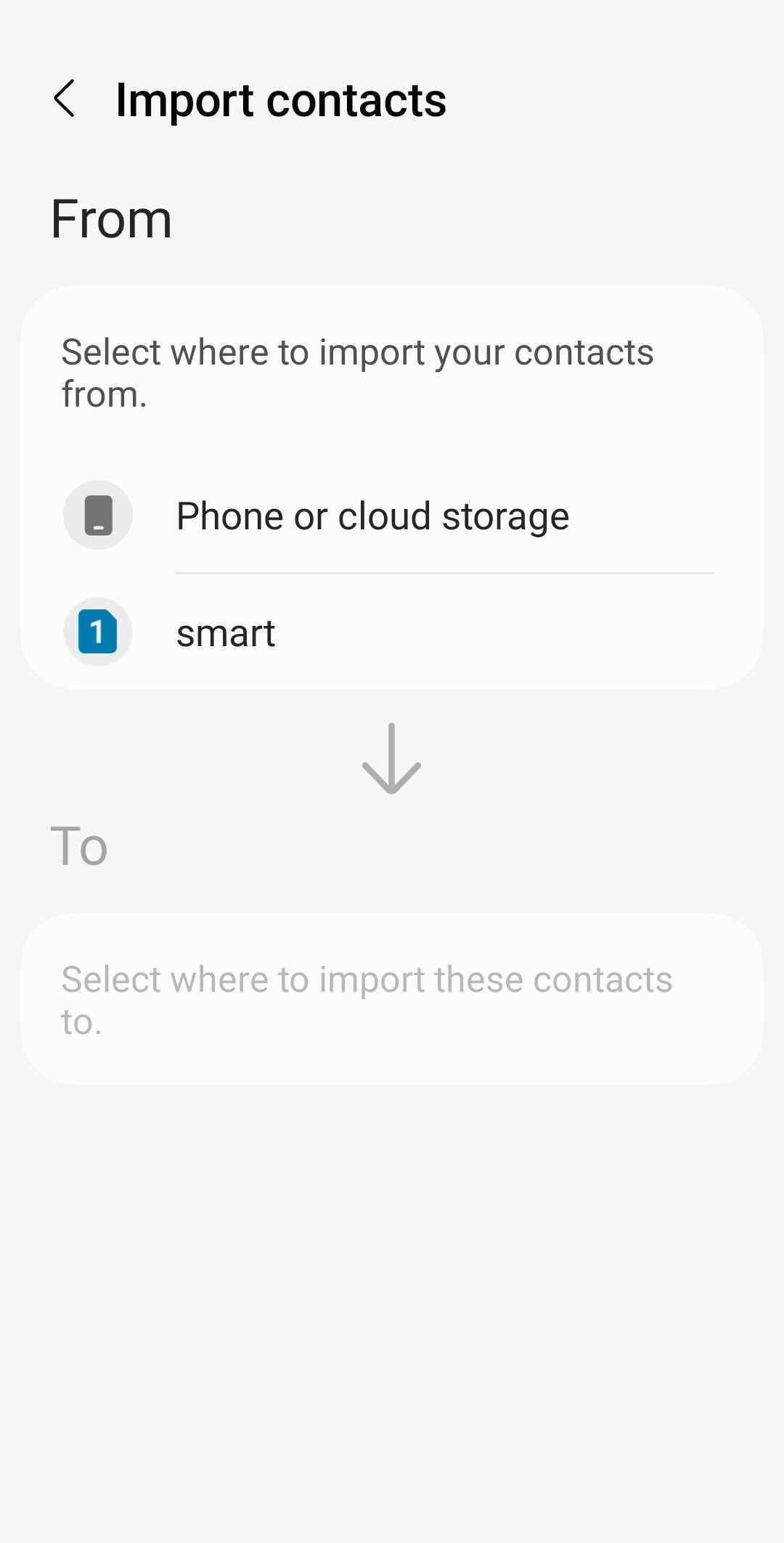 choose where to import contacts