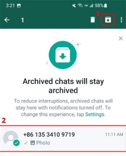unhide whatsapp chats on android