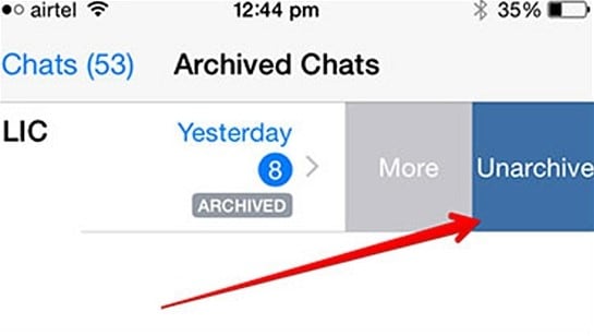 unhide whatsapp chats on ios