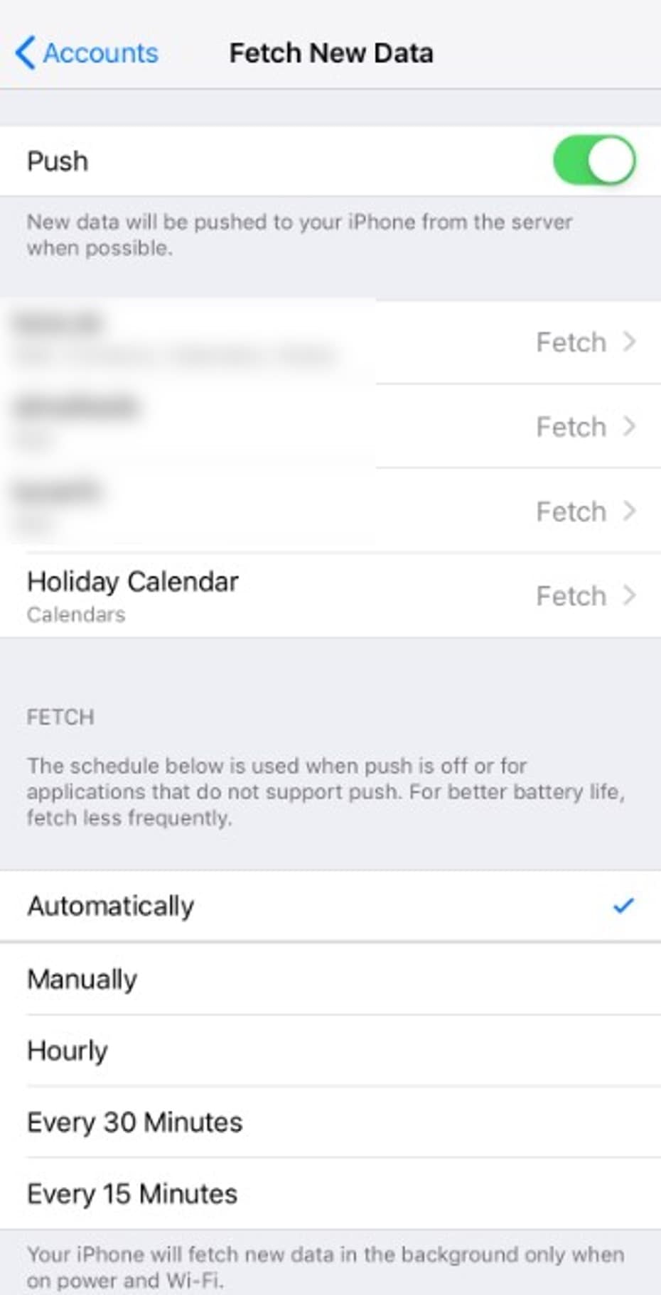 fetch new data settings