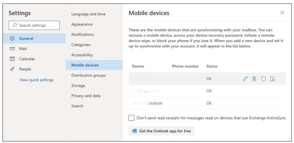 remove connected iphone on outlook