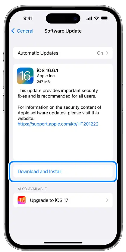 aggiornare il software ios