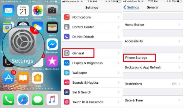 Go to Settings, General, and then iPhone Storage. 