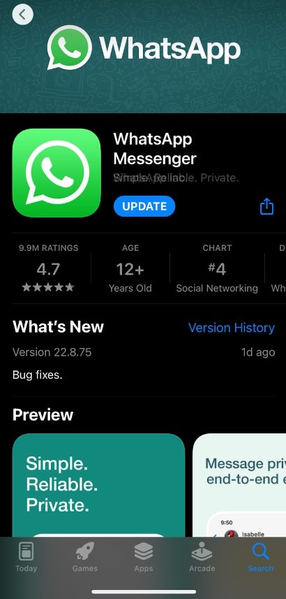 update whatsapp messenger on ios