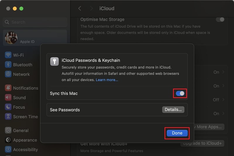 sync icloud keychain on mac