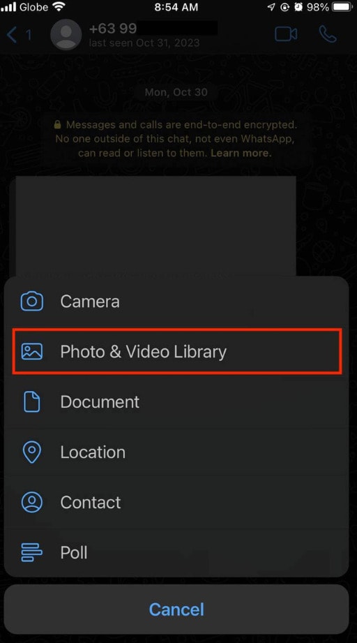 whatsapp photo video library