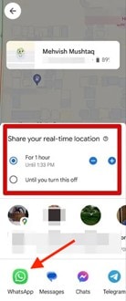 google maps share real-time location