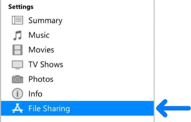file sharing option on itunes