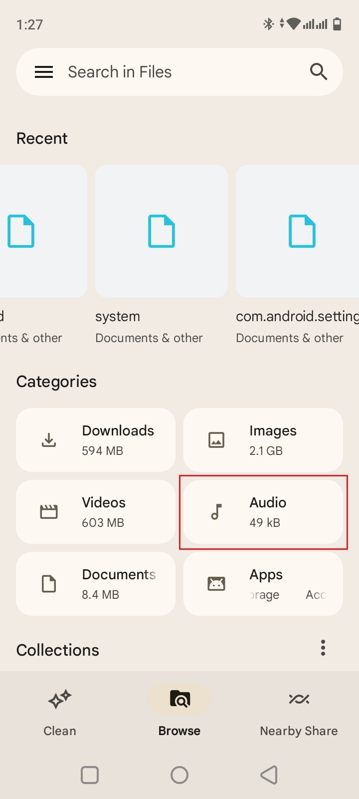 audio on file manager