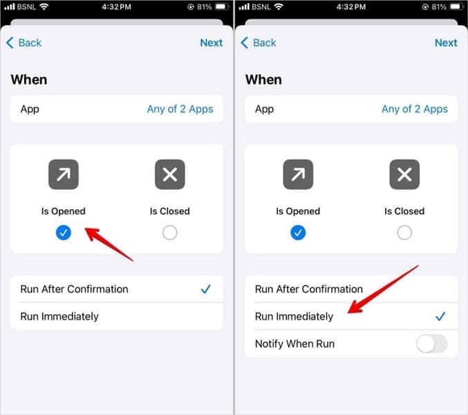 customize app automation settings