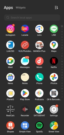 Open the App Drawer on Android