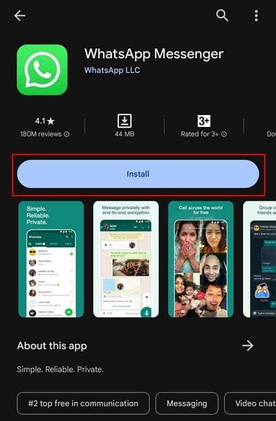 install whatsapp on android