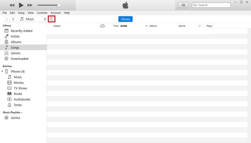 select device in itunes