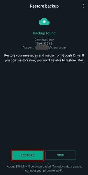 restore from google drive backup