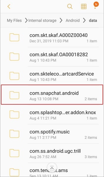 access com.snapchat.android folder