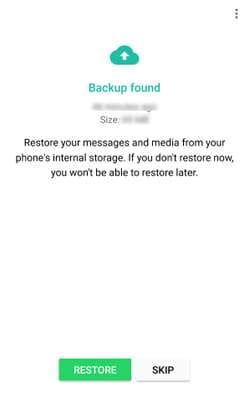 Restore WhatsApp backup from Google Drive.