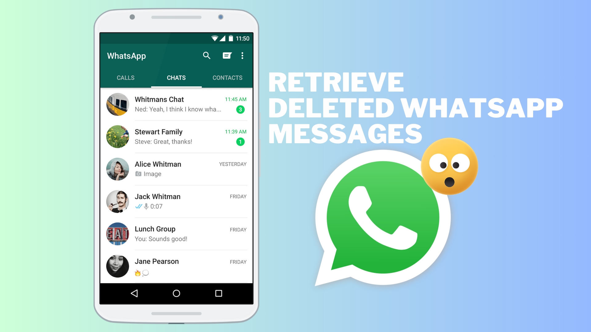 Retrieve deleted WhatsApp messages on Android.