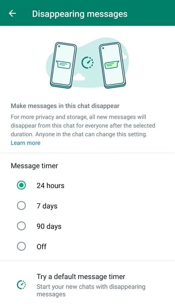 disappearing messages feature