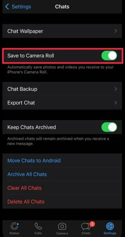 automatically save whatsapp photos to iphone