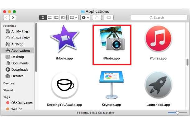 Open the iPhoto App on Your Mac 
