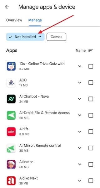 install previously installed apps again