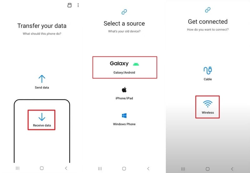 receive data from android wirelessly