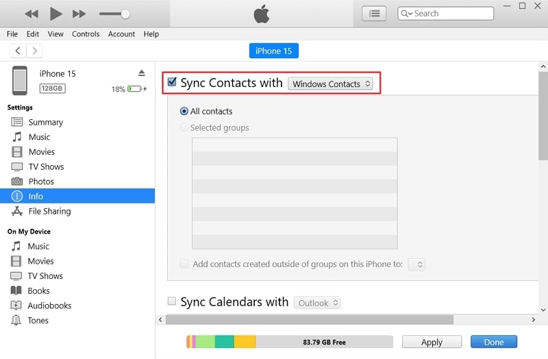 enable sync contacts with option